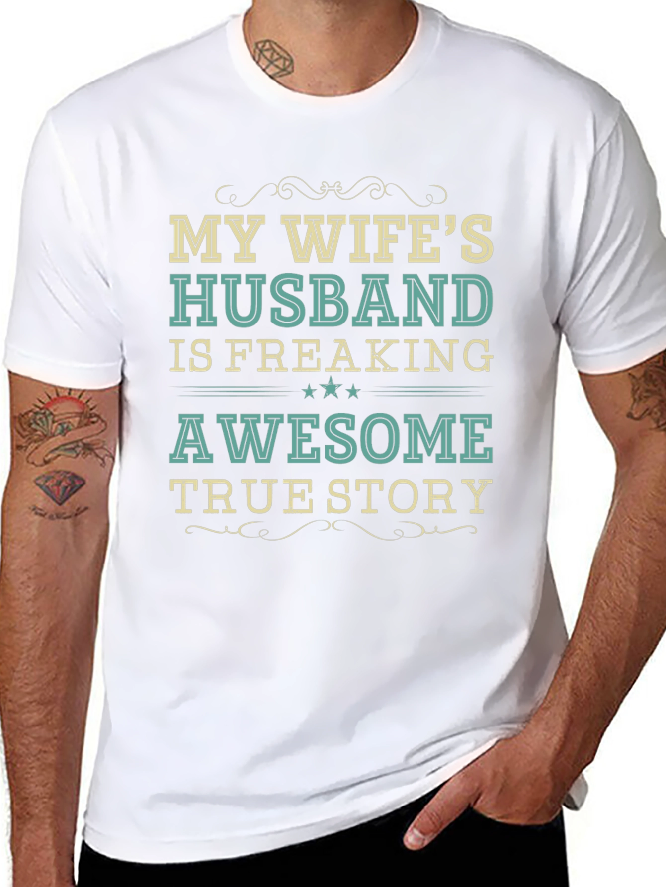 My Wifes Husband Awesome Funny Novelty T-Shirt