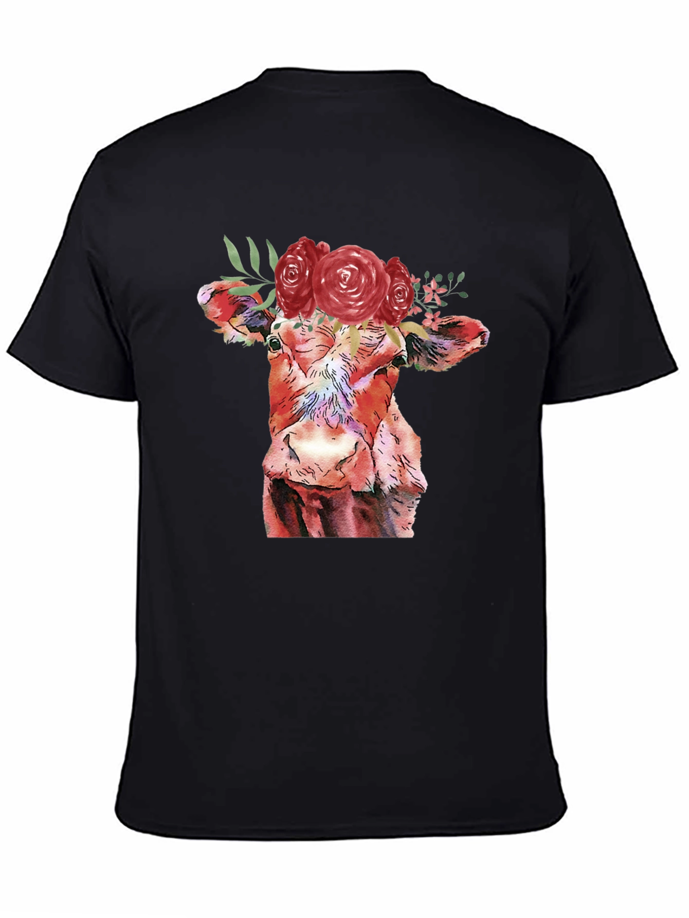 Floral Cow Graphic Tee - Unique Animal Lover Shirt
