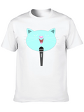 Singing Cat Graphic Black T-Shirt