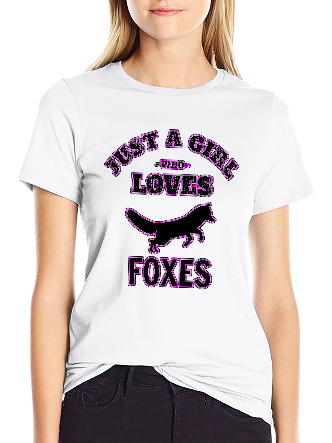 Just A Girl Who Loves Foxes Black T-Shirt