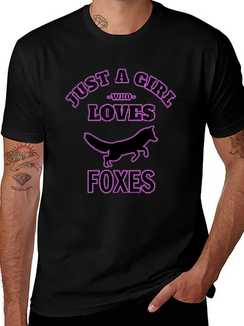 Just A Girl Who Loves Foxes Black T-Shirt