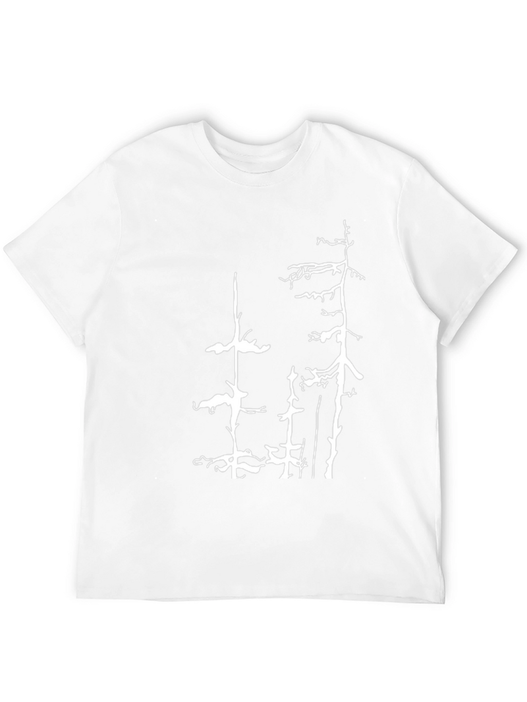 Black T-Shirt with White Forest Tree Design