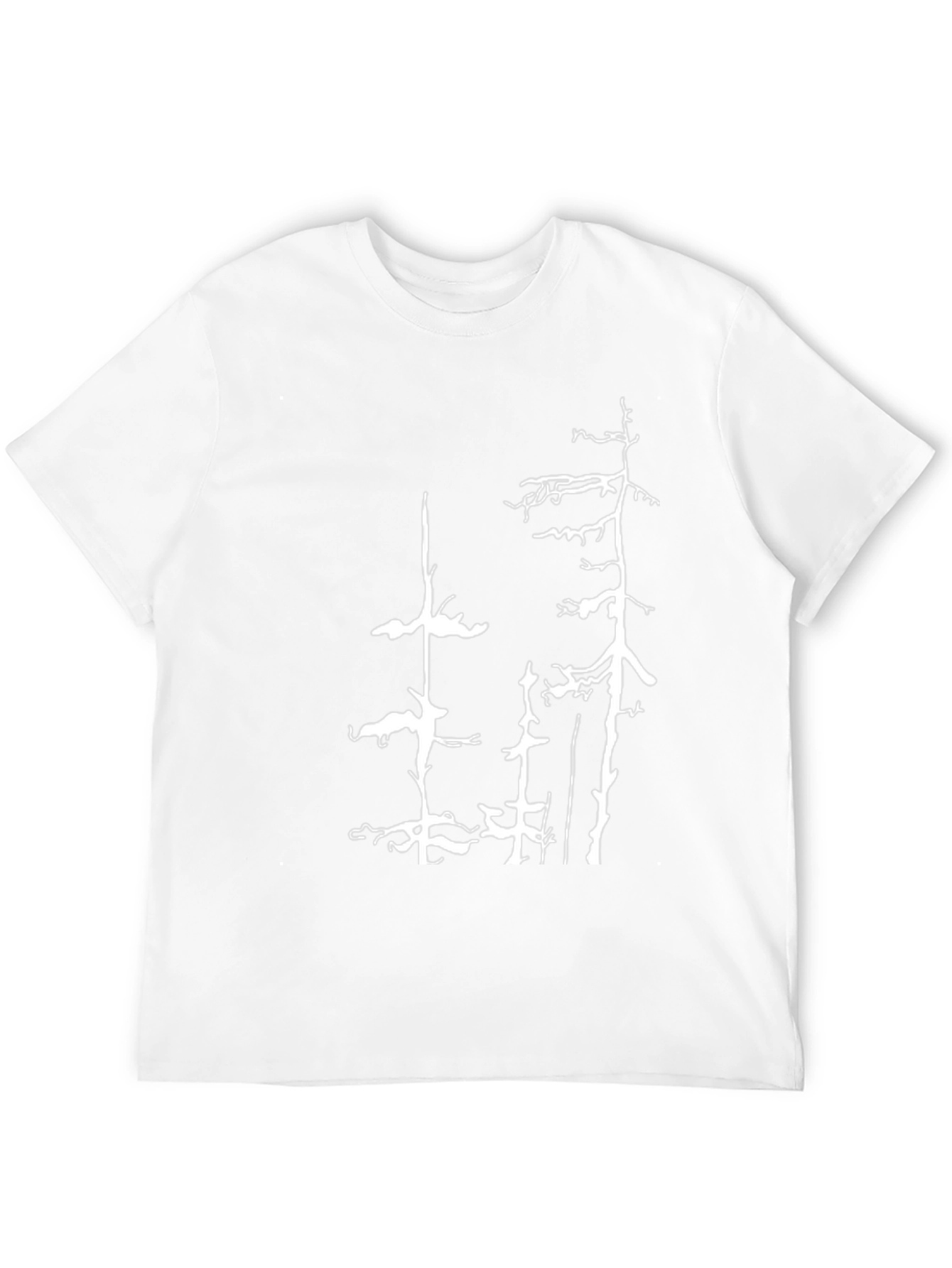 Black T-Shirt with White Forest Tree Design