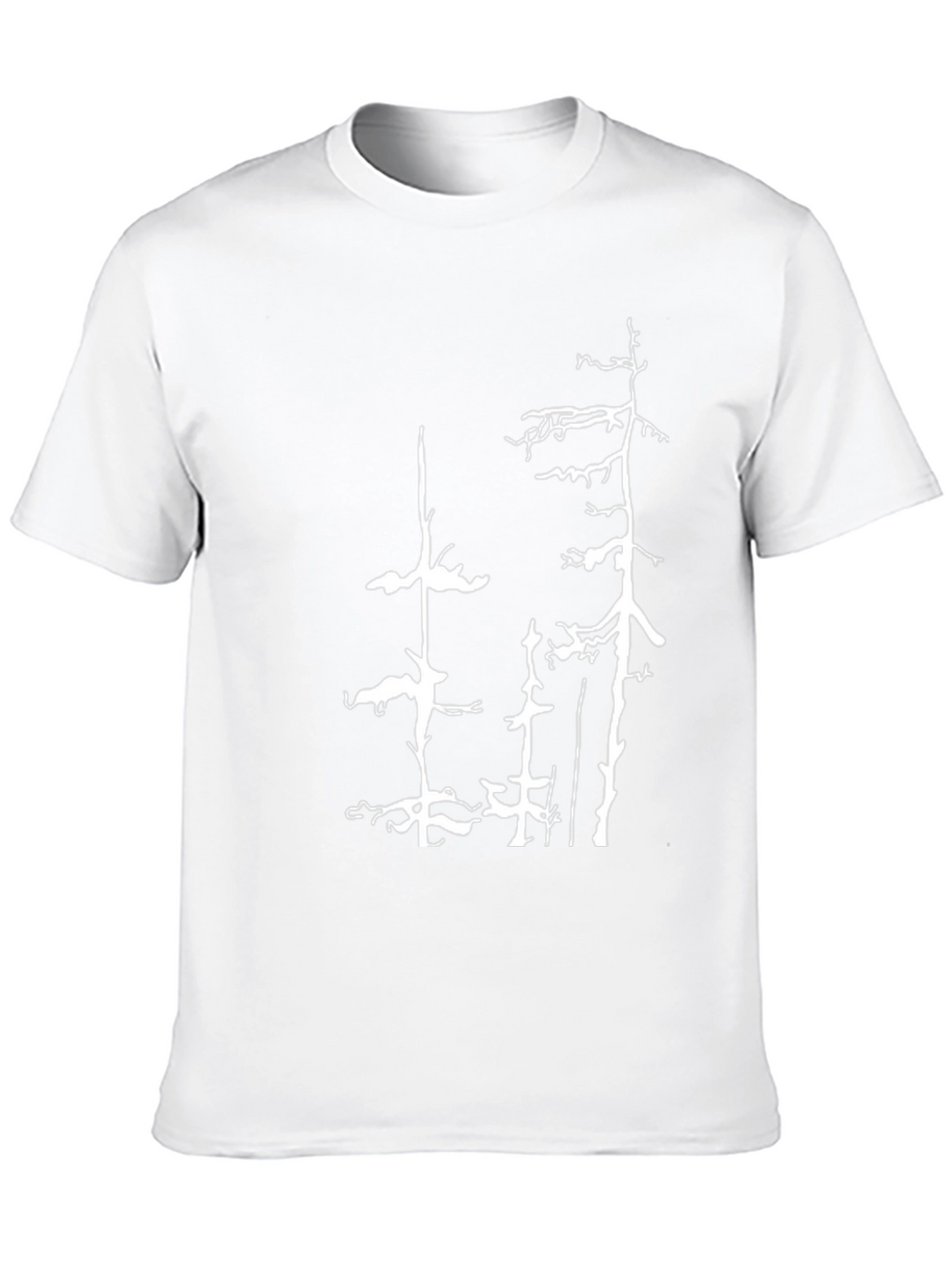 Black T-Shirt with White Forest Tree Design