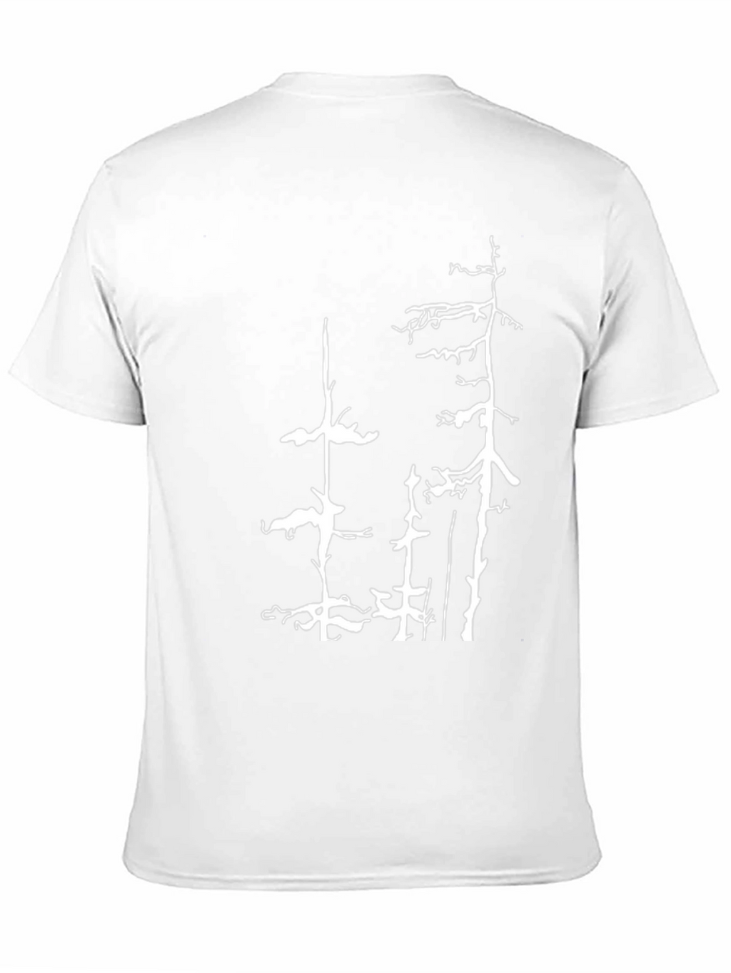 Black T-Shirt with White Forest Tree Design