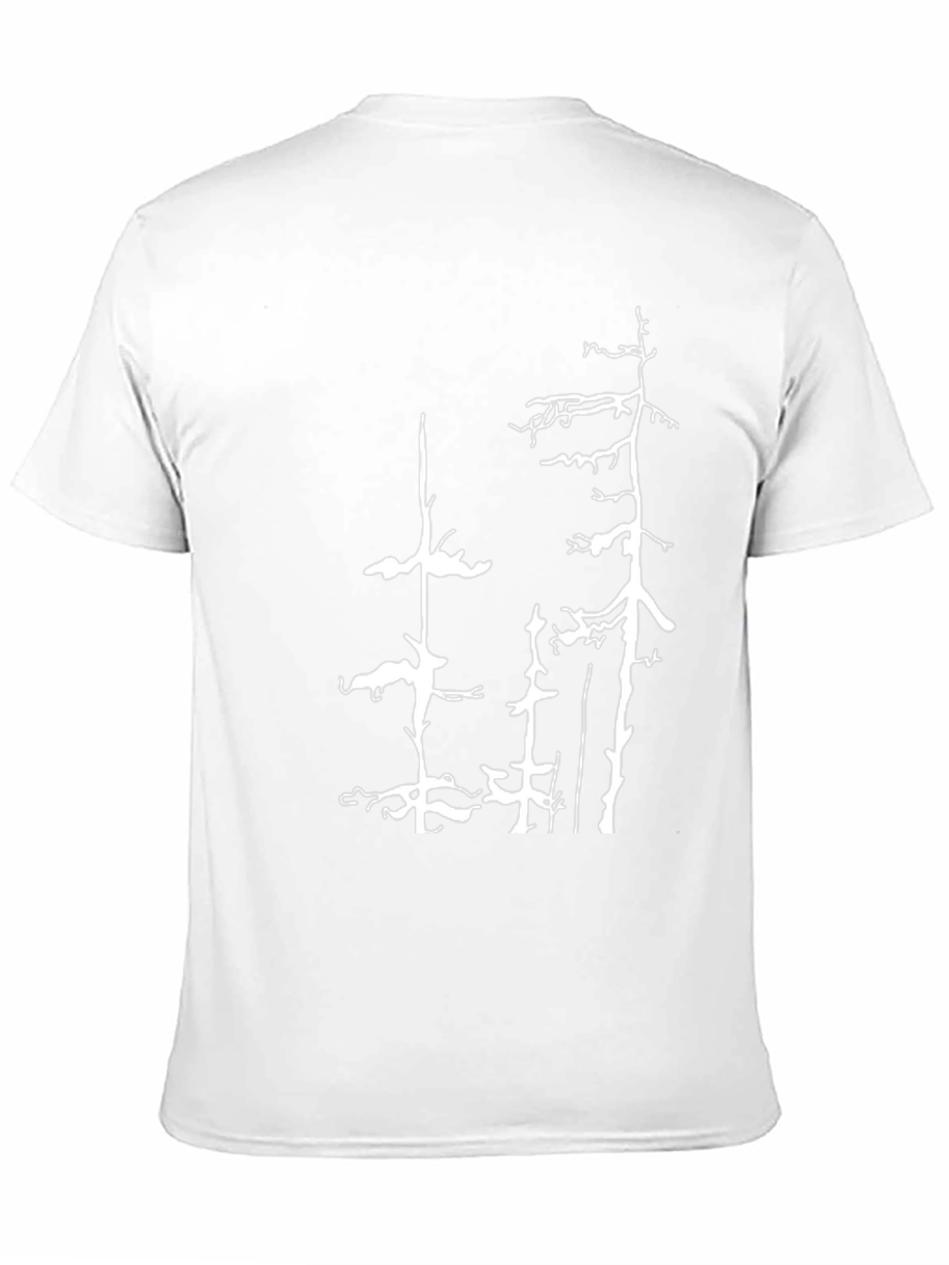 Black T-Shirt with White Forest Tree Design