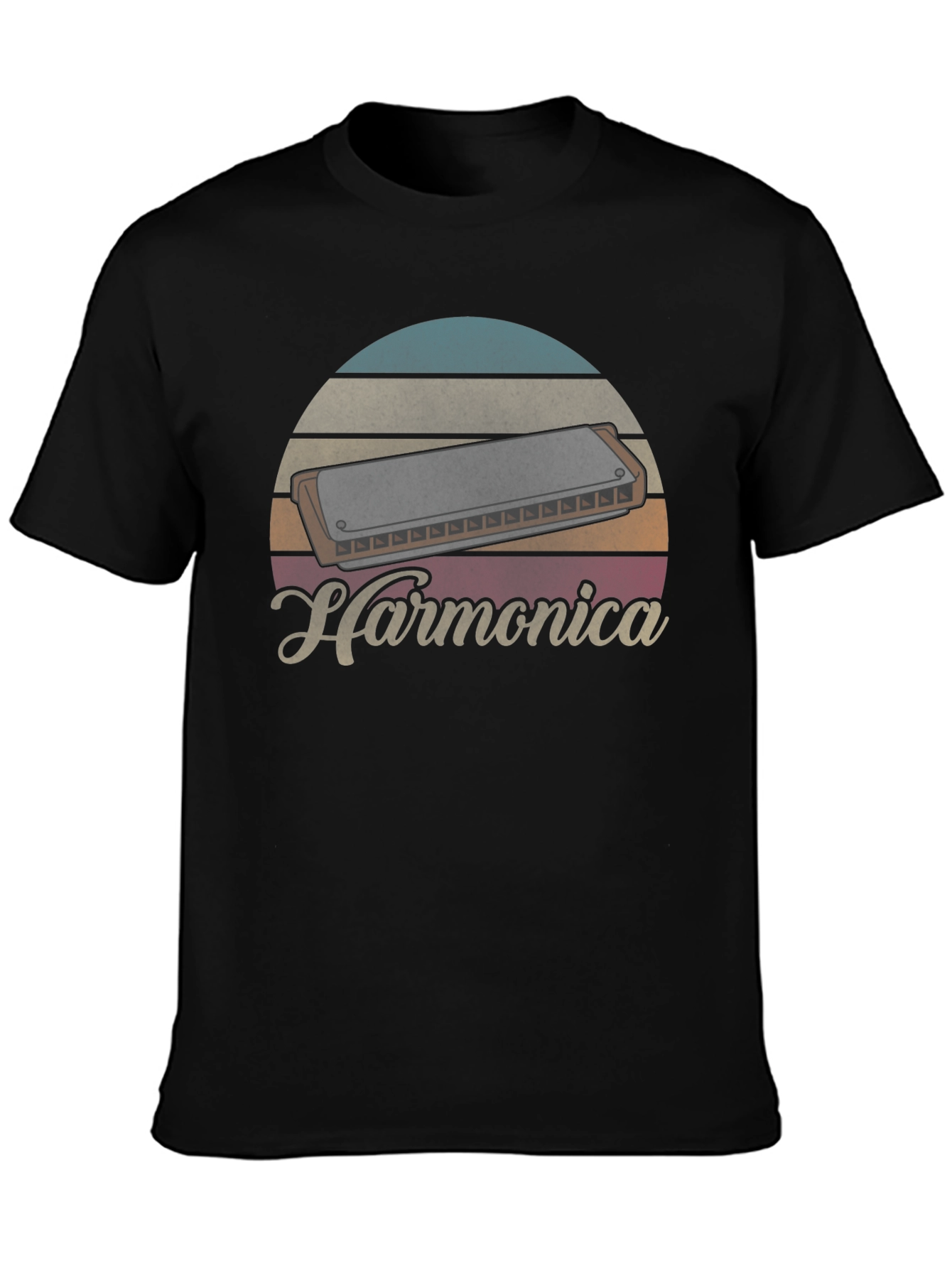 Vintage Harmonica Sunset Graphic T-Shirt