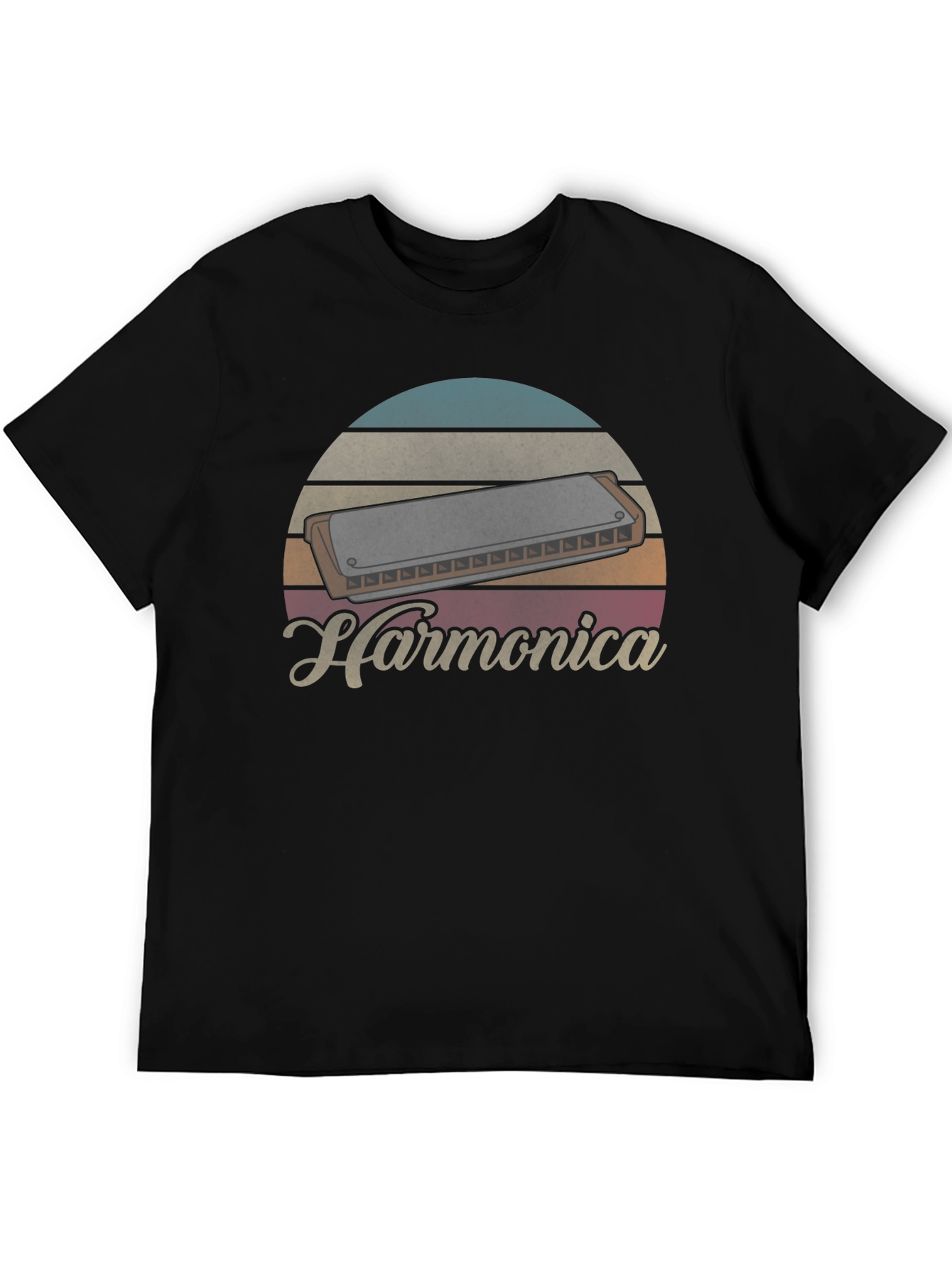 Vintage Harmonica Sunset Graphic T-Shirt