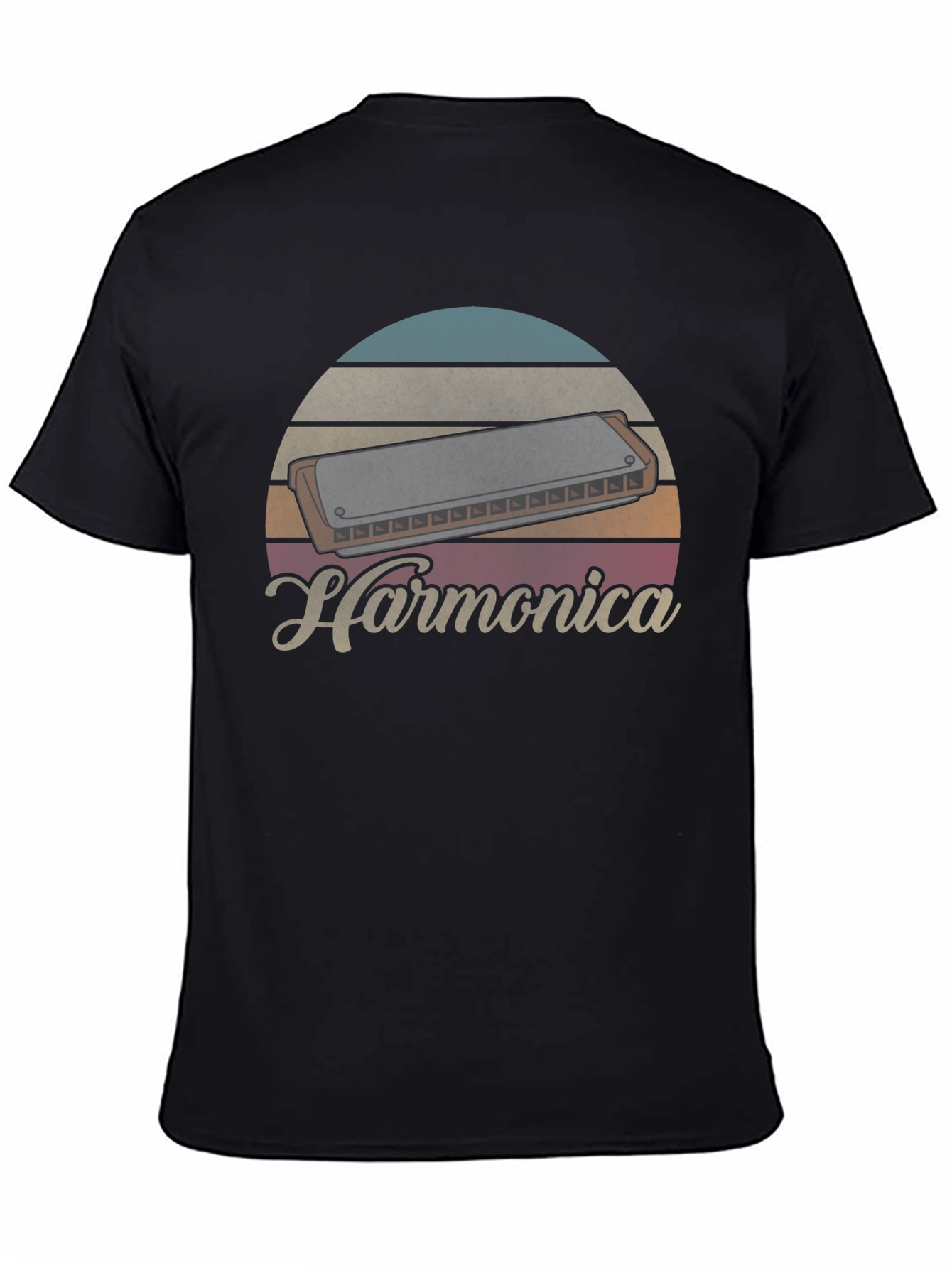 Vintage Harmonica Sunset Graphic T-Shirt