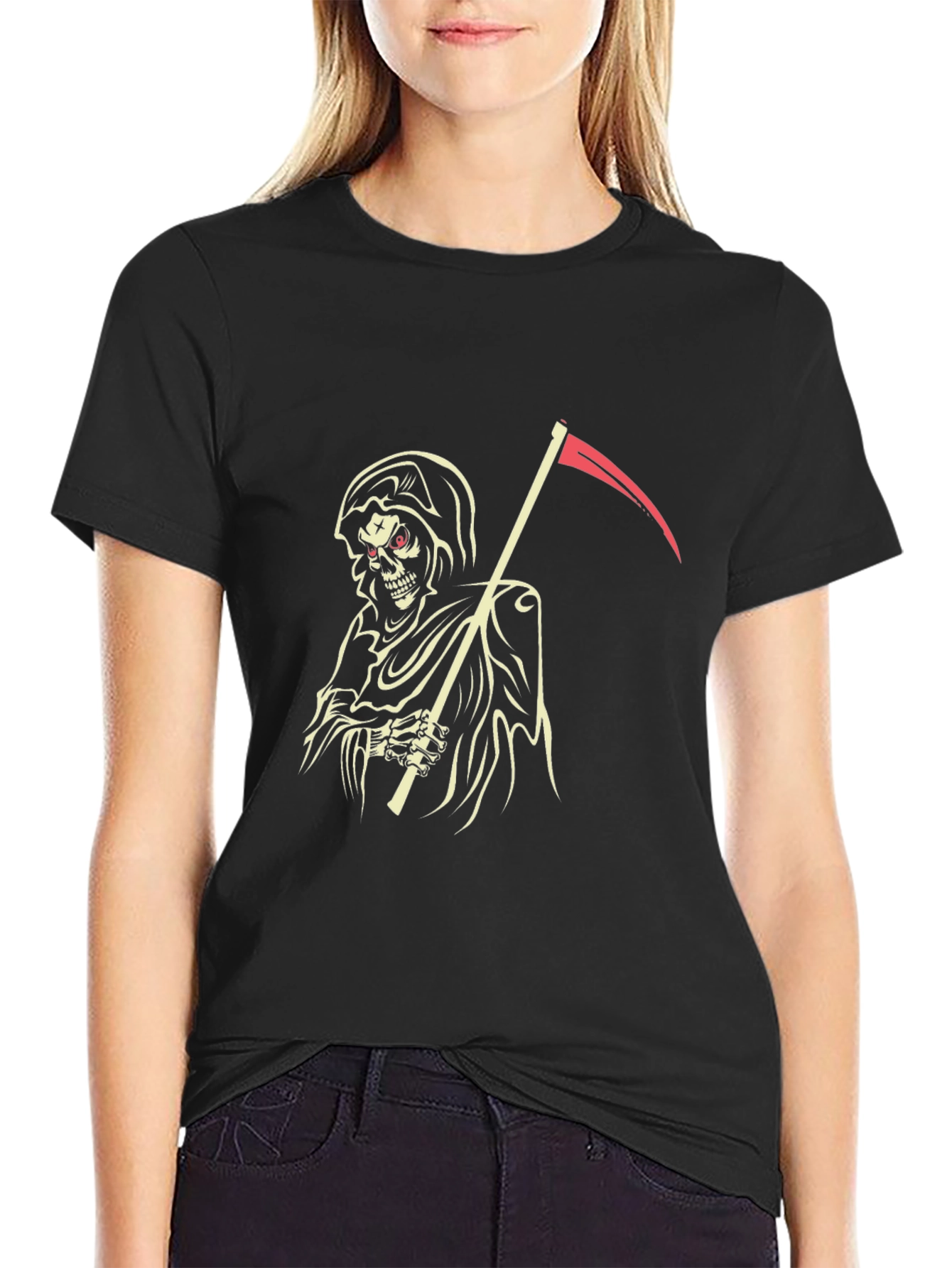 Grim Reaper Graphic Tee - Black Cotton T-Shirt