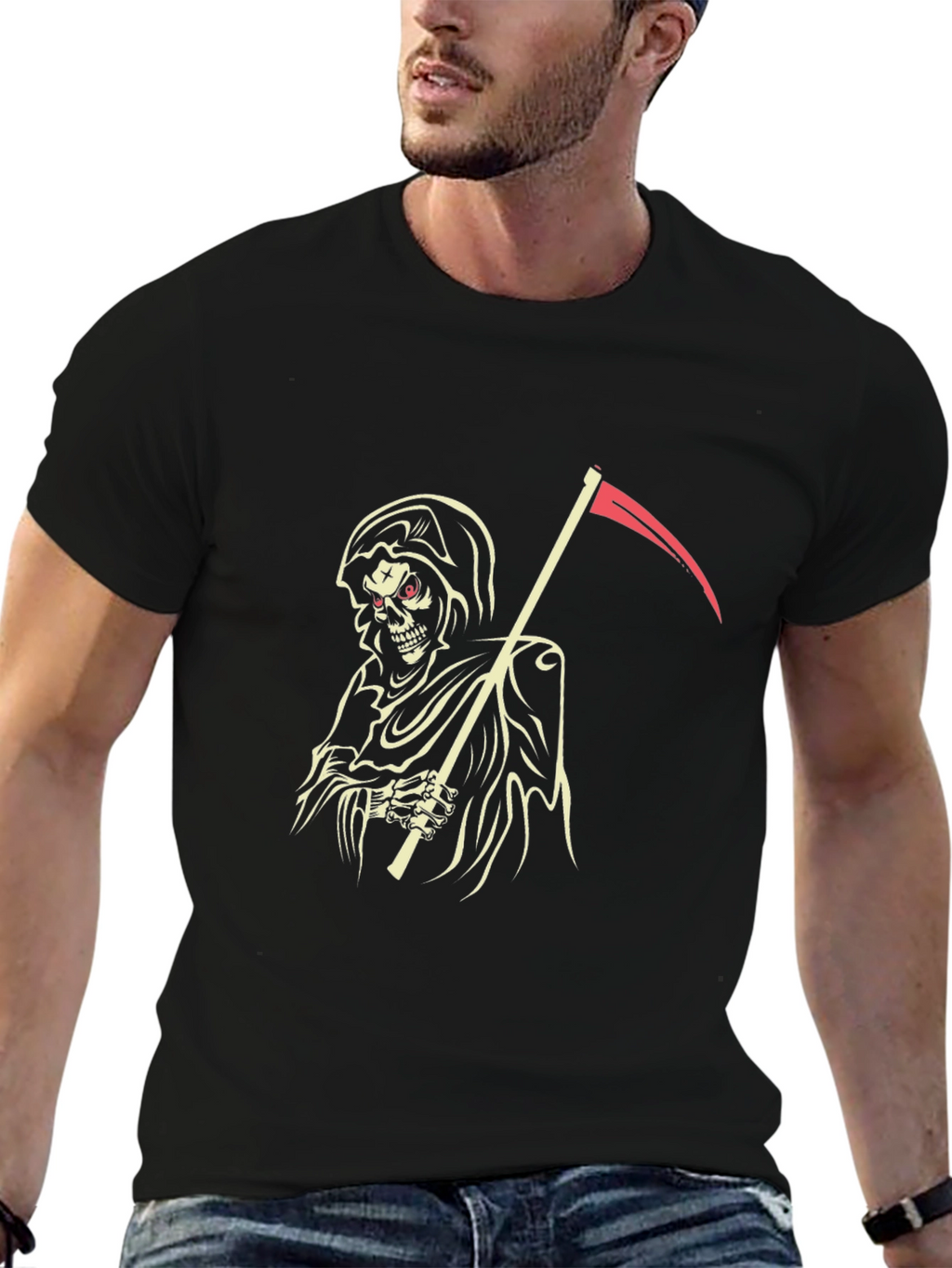 Grim Reaper Graphic Tee - Black Cotton T-Shirt