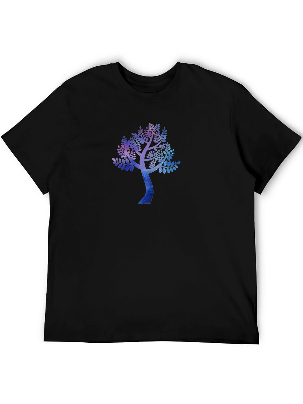 Galaxy Tree Print Black Crew Neck T-Shirt