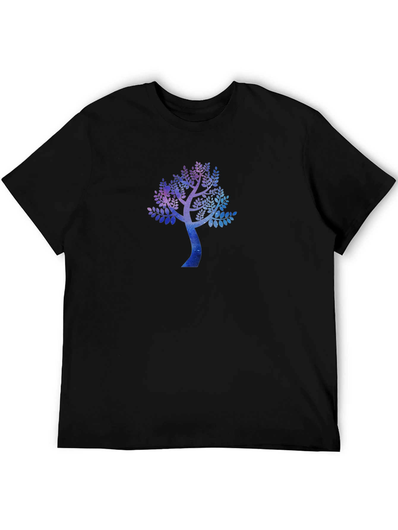 Galaxy Tree Print Black Crew Neck T-Shirt