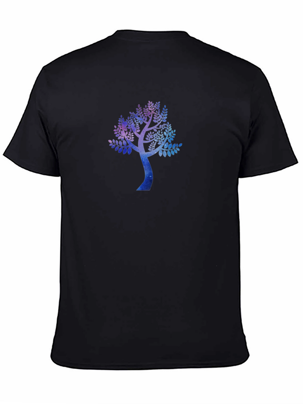 Galaxy Tree Print Black Crew Neck T-Shirt