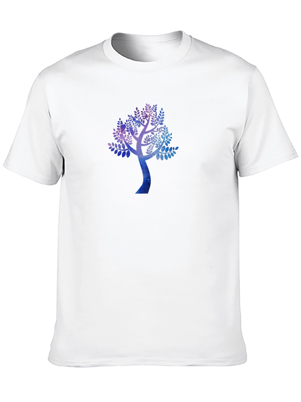 Galaxy Tree Print Black Crew Neck T-Shirt