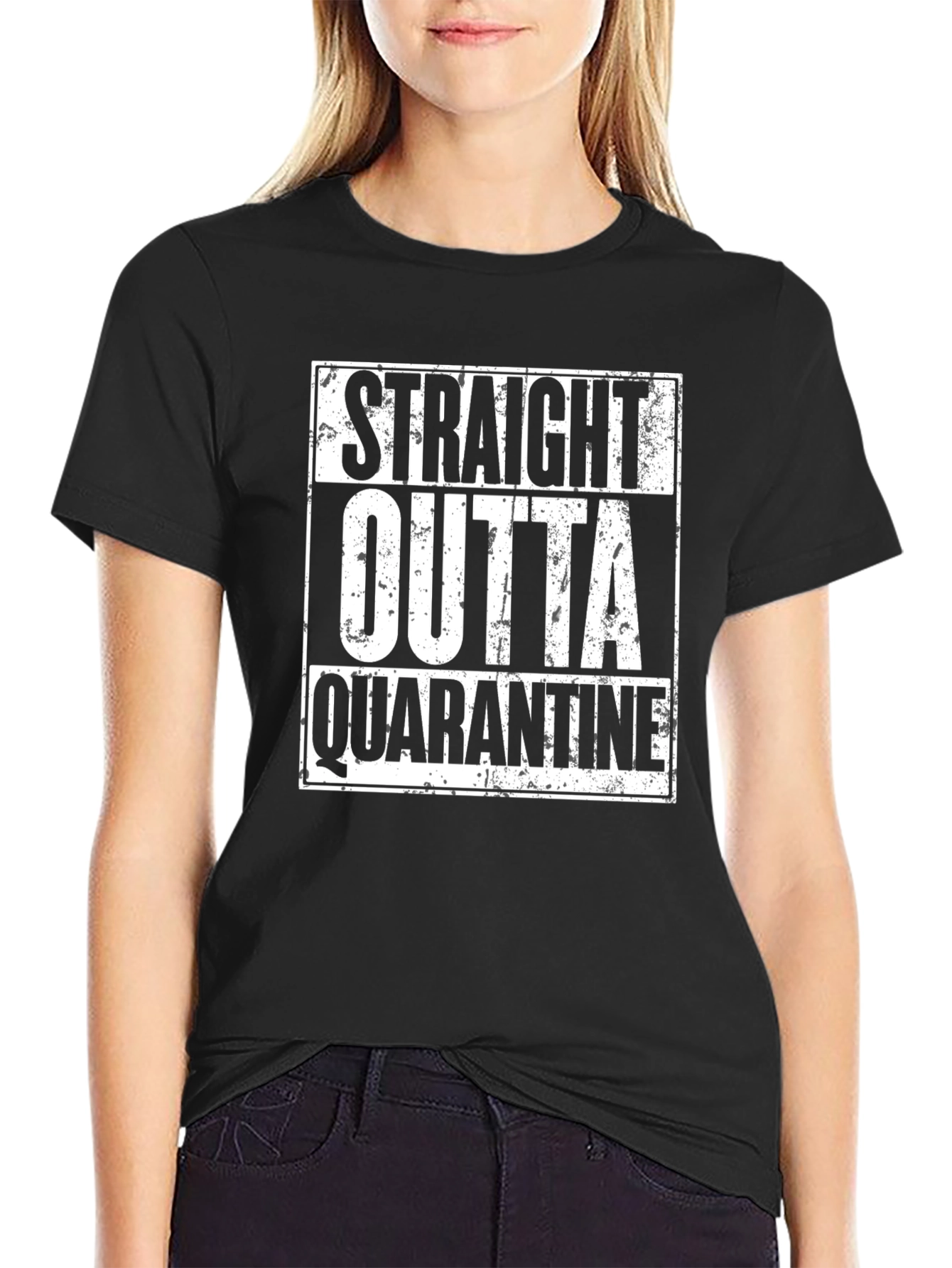 Straight Outta Quarantine Black Graphic T-Shirt