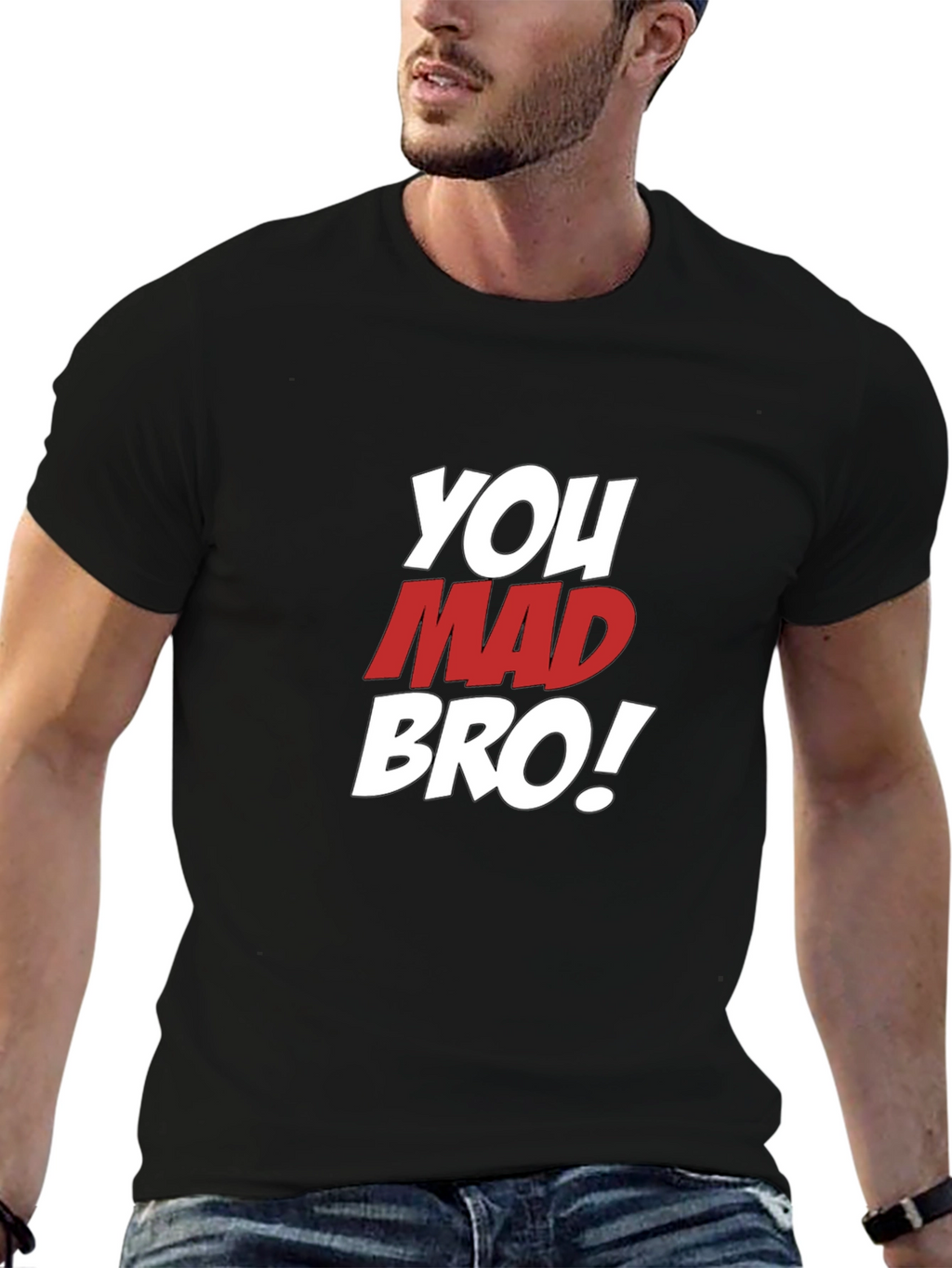 You Mad Bro T-Shirt - Mens Black Graphic Tee