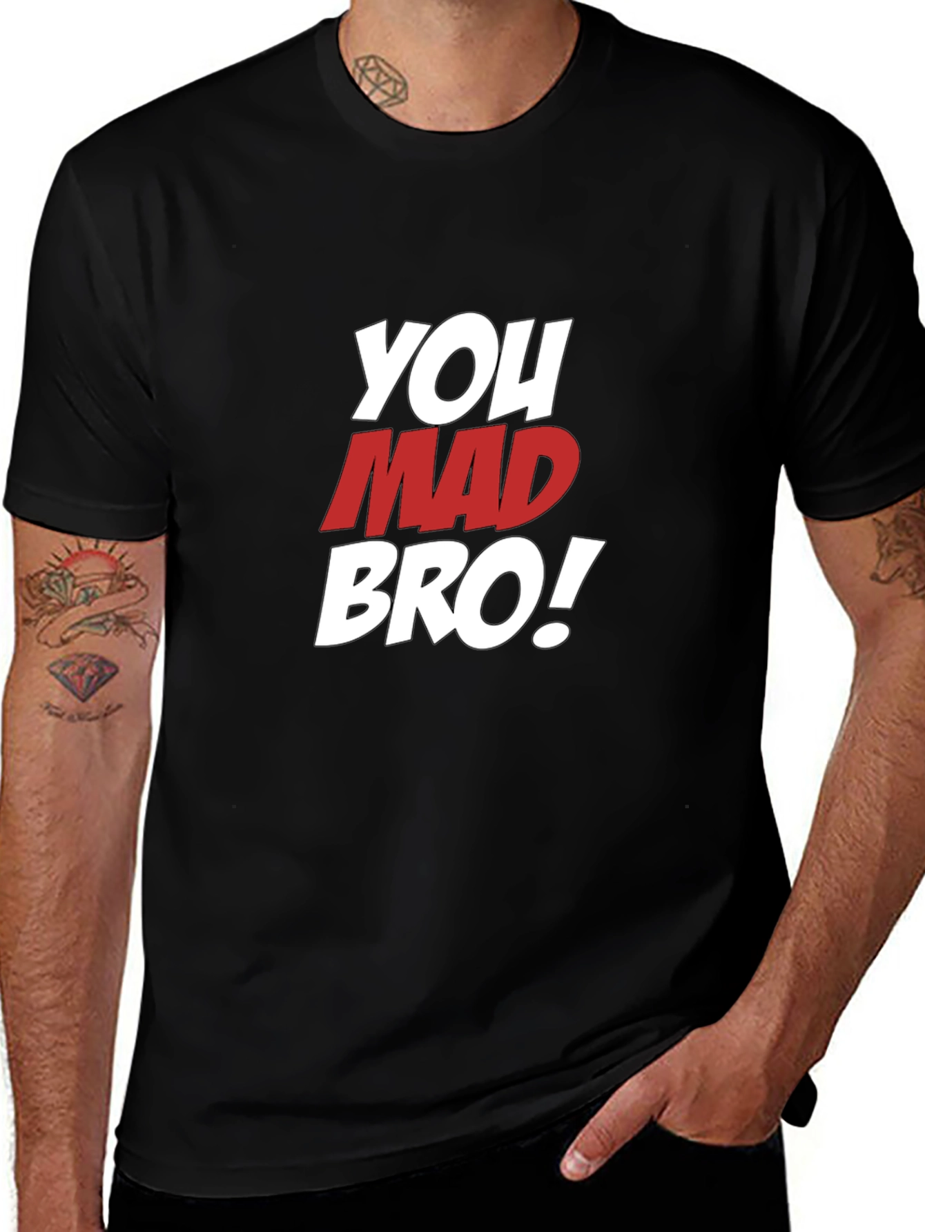 You Mad Bro T-Shirt - Mens Black Graphic Tee