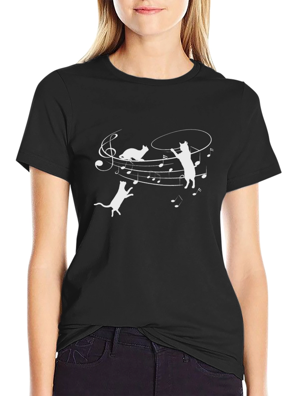 Musical Cats Black T-Shirt