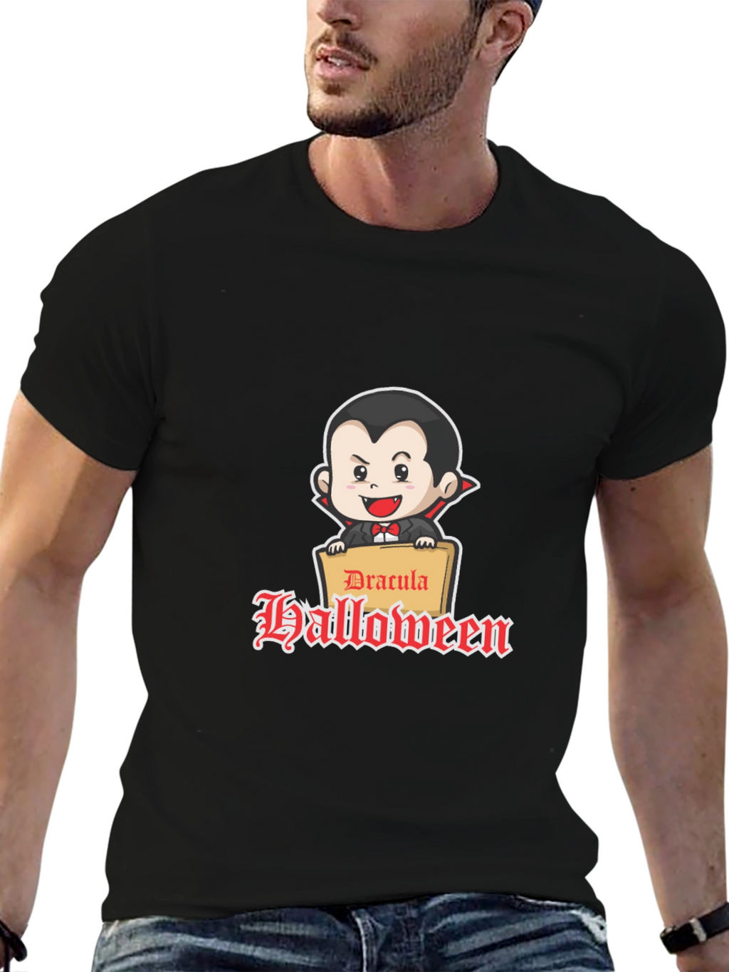 Dracula Halloween Graphic Tee - Classic Fit