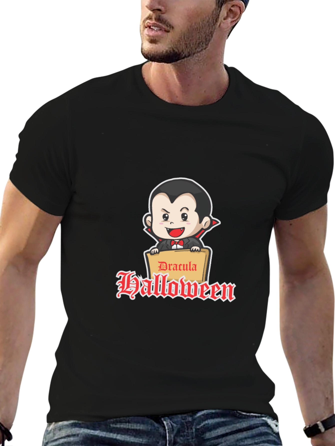 Dracula Halloween Graphic Tee - Classic Fit