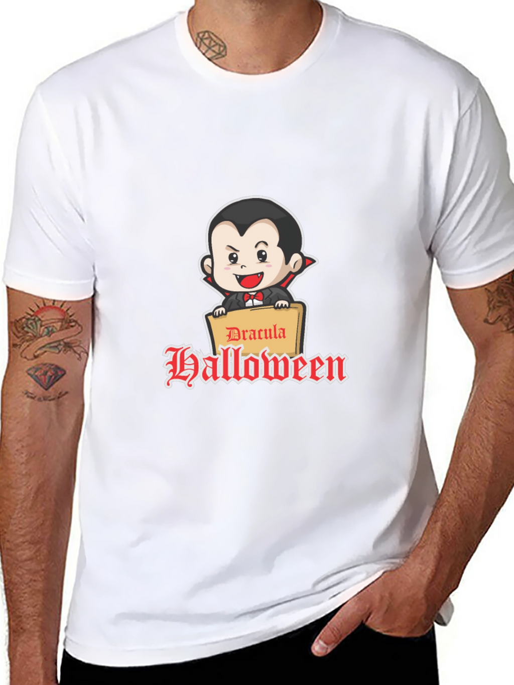 Dracula Halloween Graphic Tee - Classic Fit