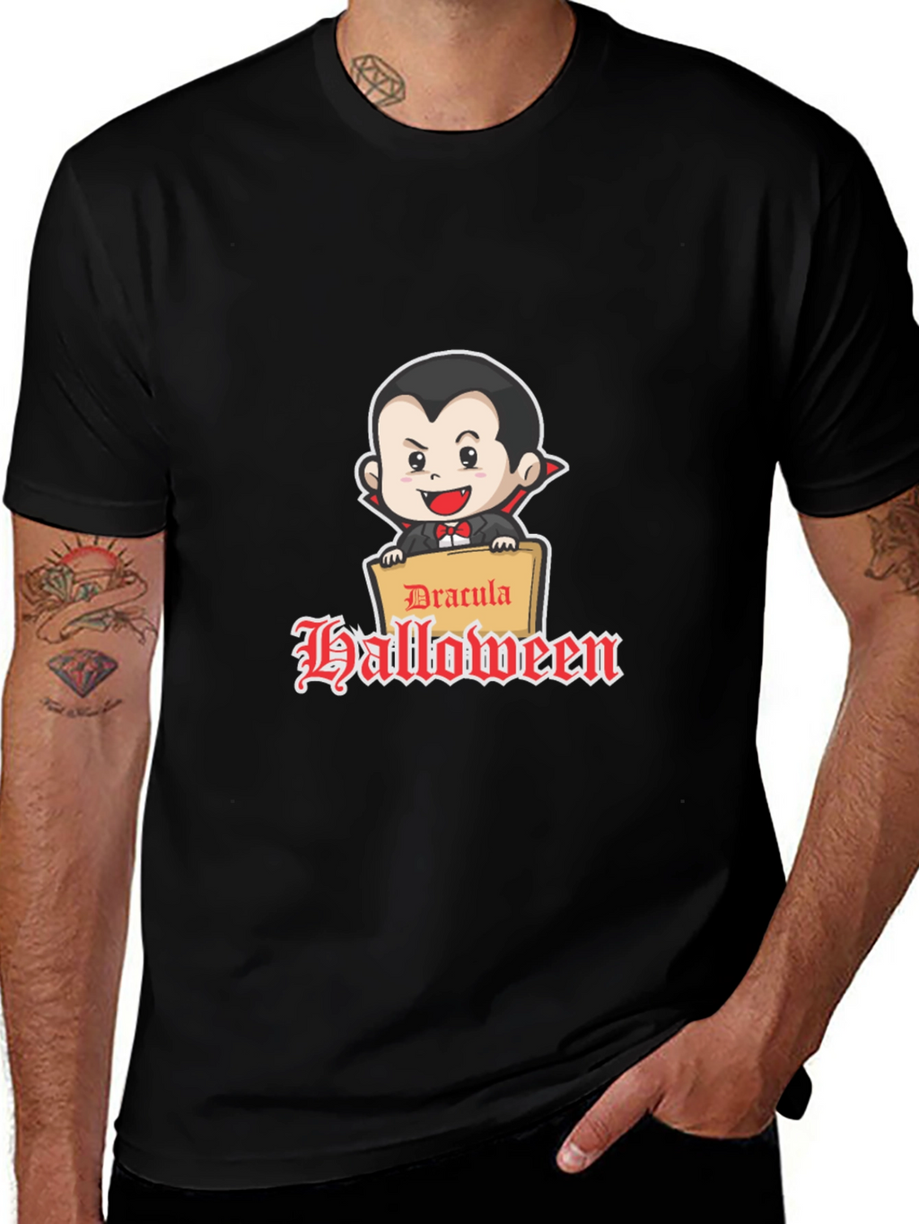 Dracula Halloween Graphic Tee - Classic Fit