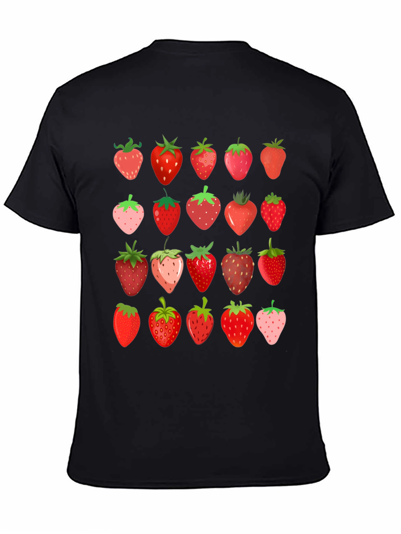 Strawberry Print Black T-Shirt
