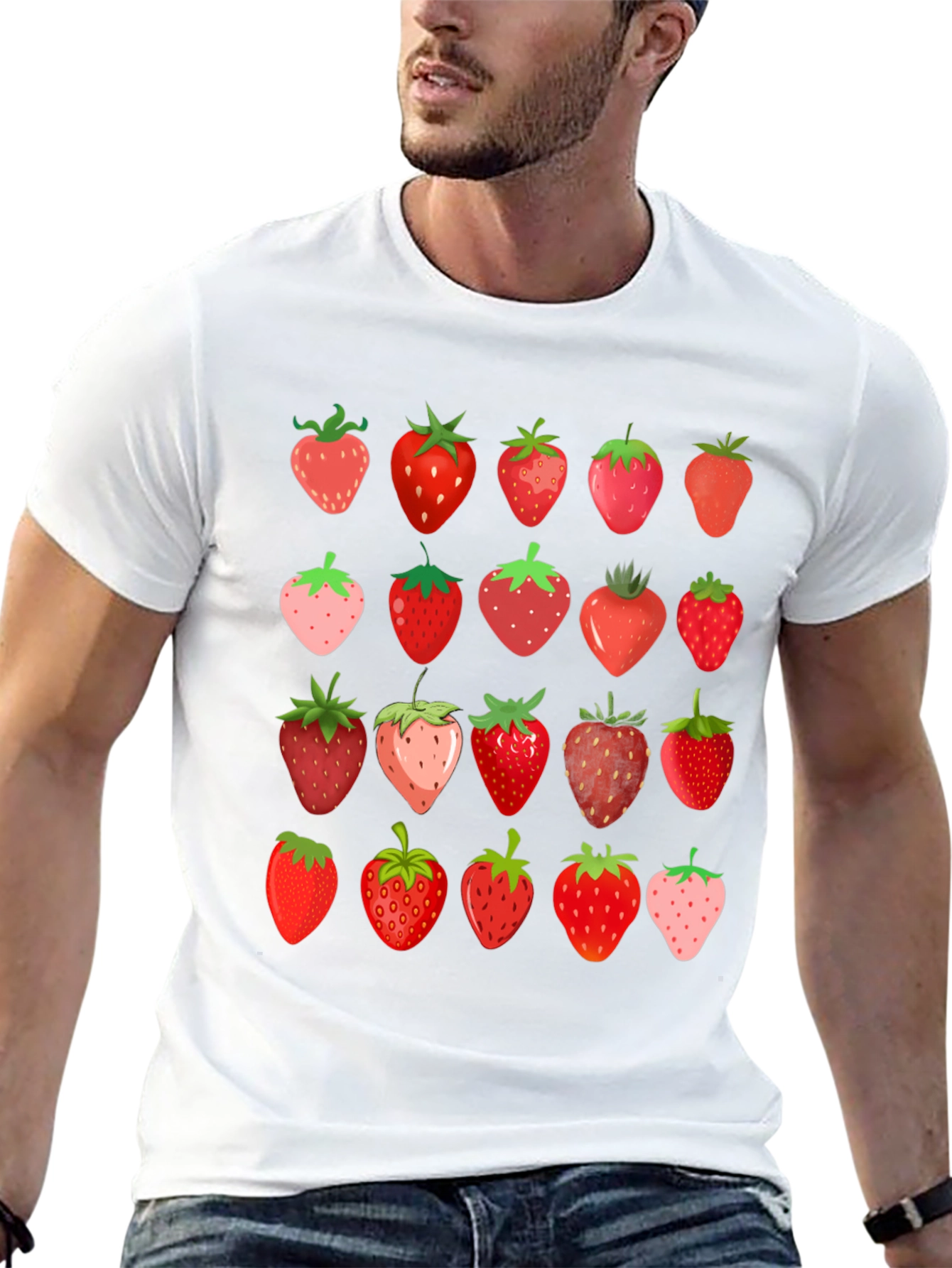 Strawberry Print Black T-Shirt