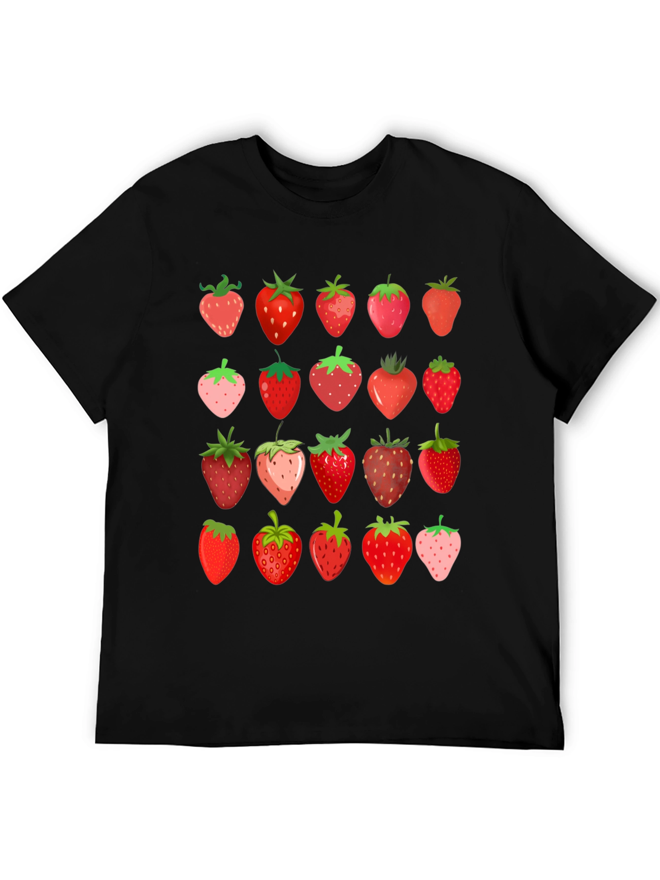 Strawberry Print Black T-Shirt