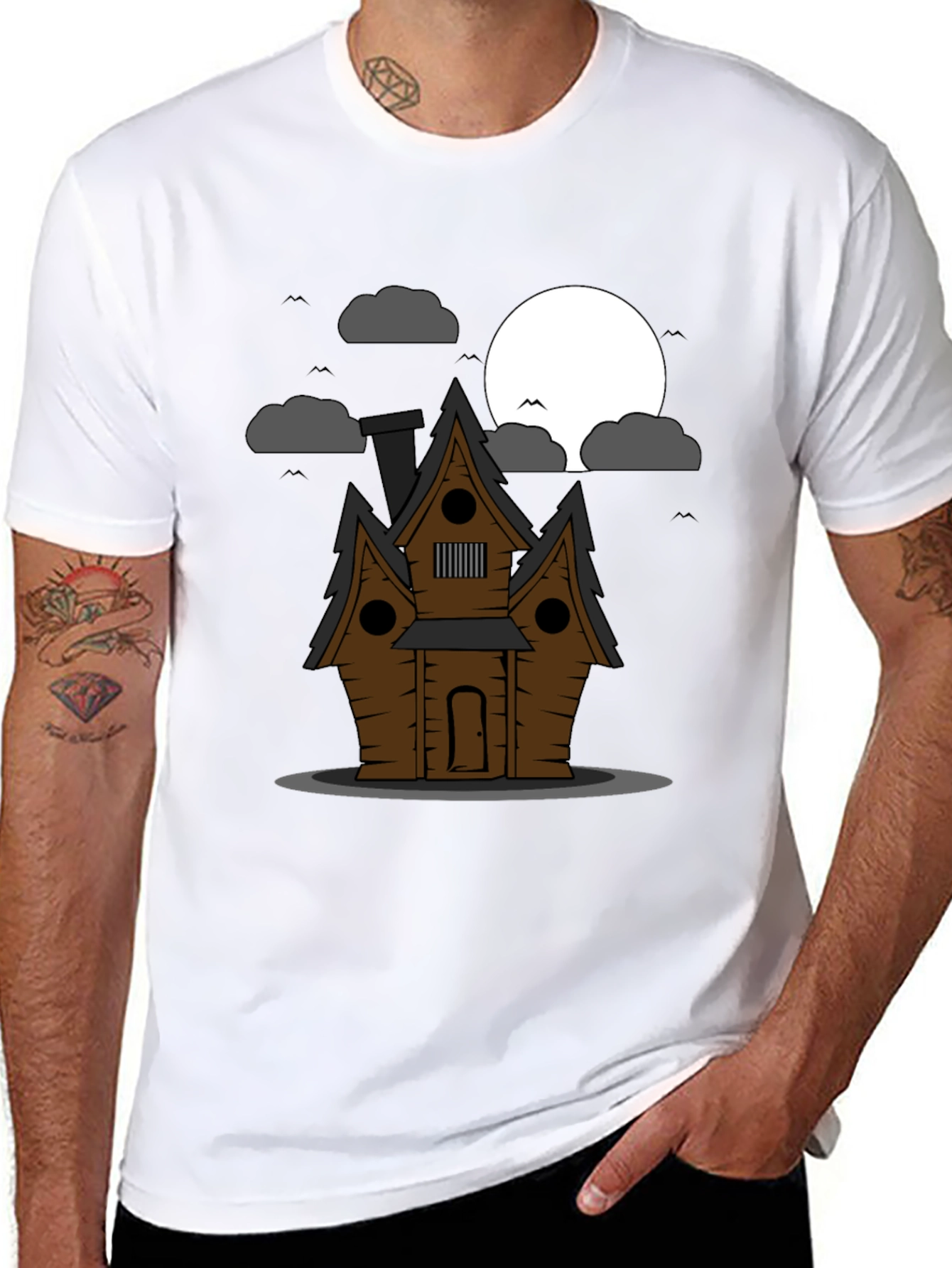 Spooky House Graphic Tee - Halloween Style