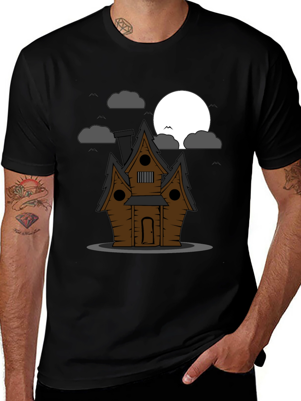 Spooky House Graphic Tee - Halloween Style
