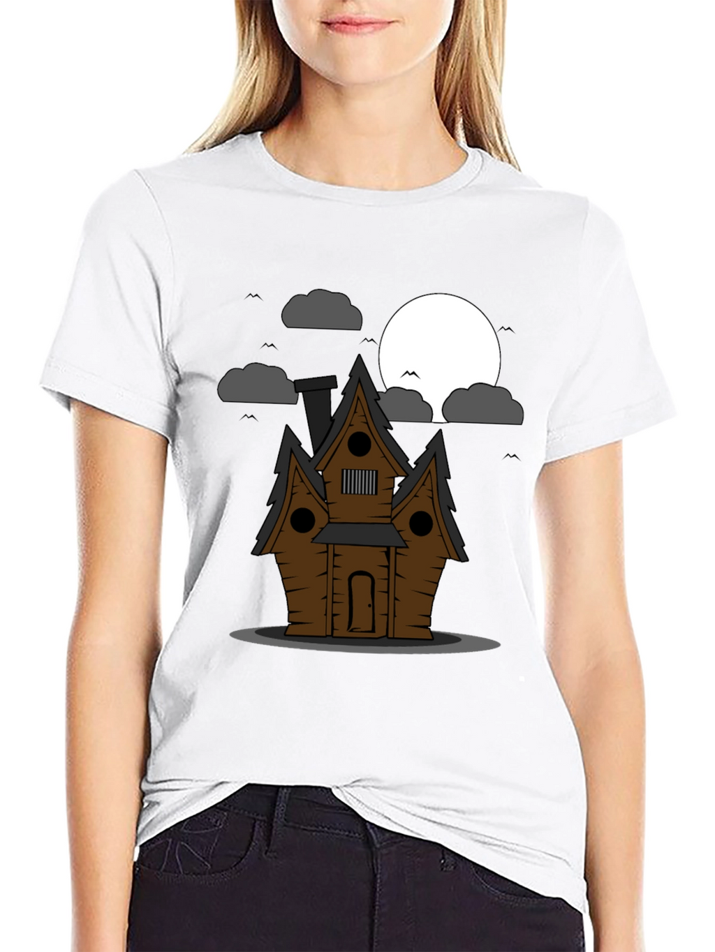 Spooky House Graphic Tee - Halloween Style