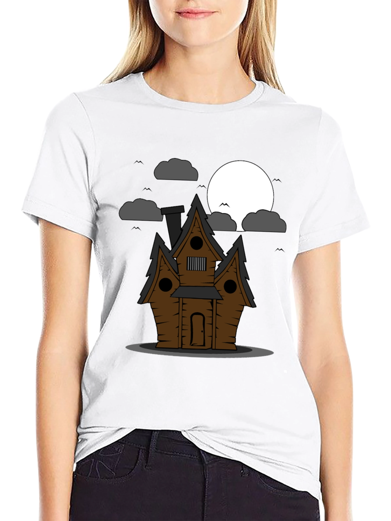 Spooky House Graphic Tee - Halloween Style