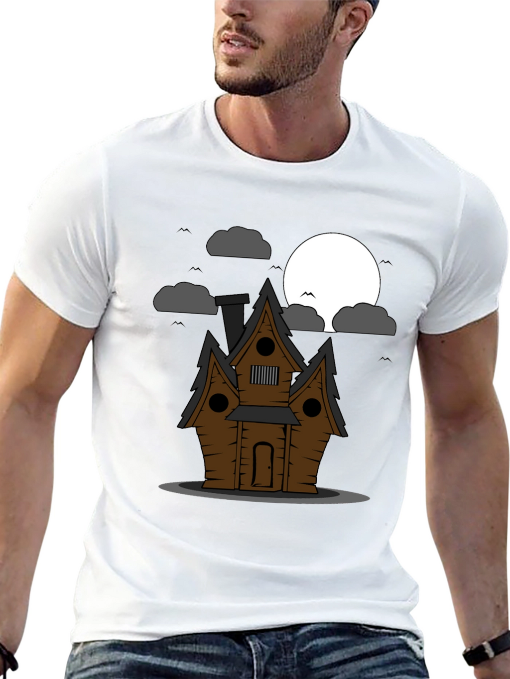 Spooky House Graphic Tee - Halloween Style