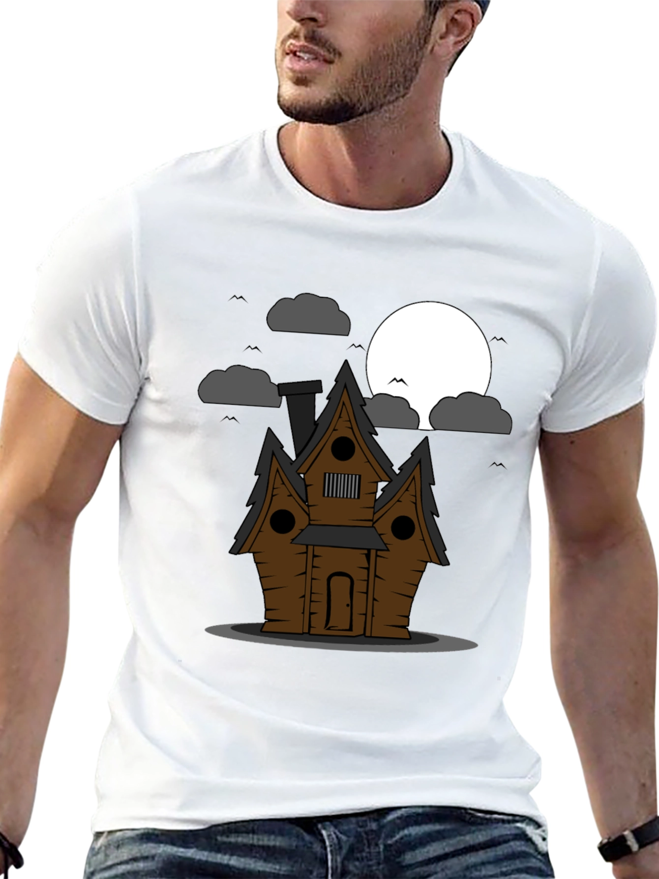 Spooky House Graphic Tee - Halloween Style