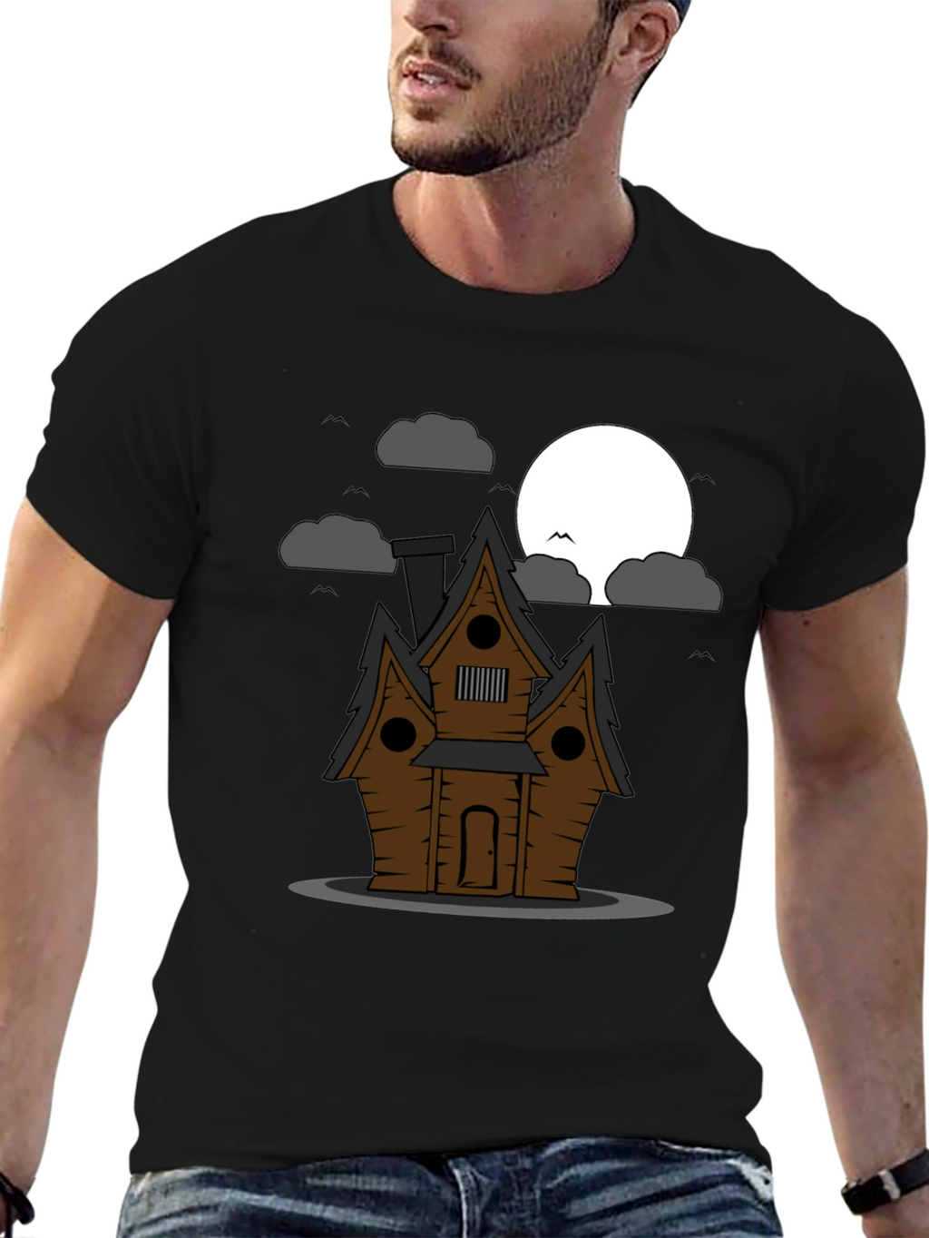 Spooky House Graphic Tee - Halloween Style