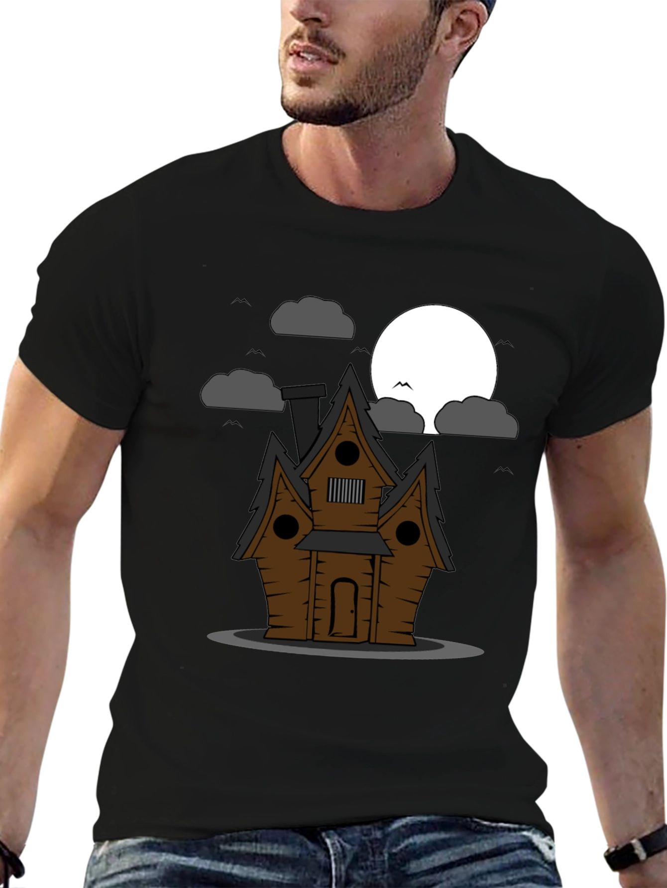 Spooky House Graphic Tee - Halloween Style