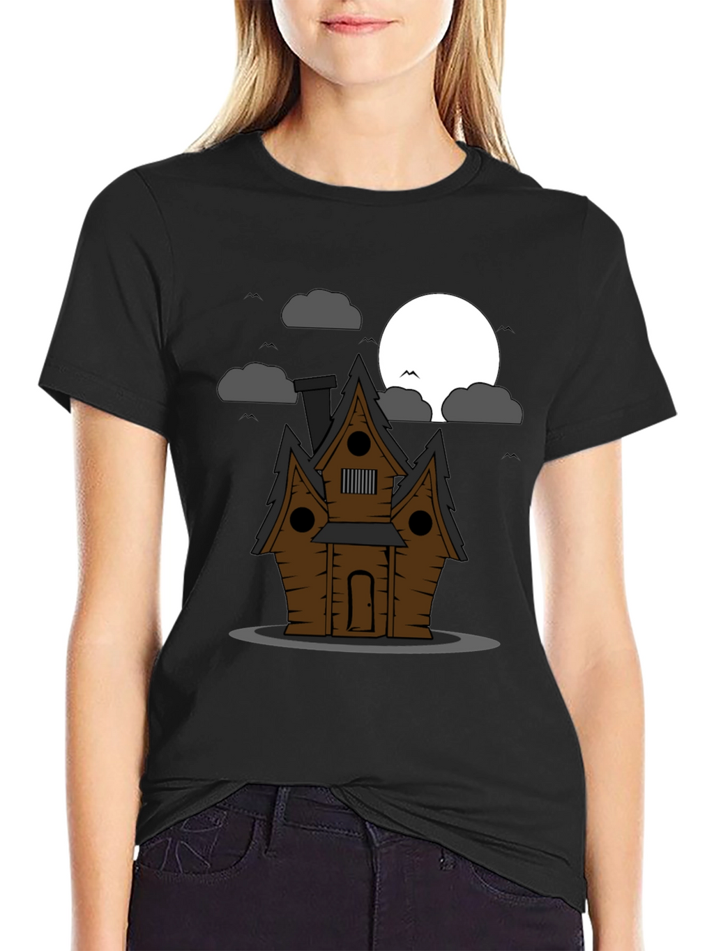 Spooky House Graphic Tee - Halloween Style