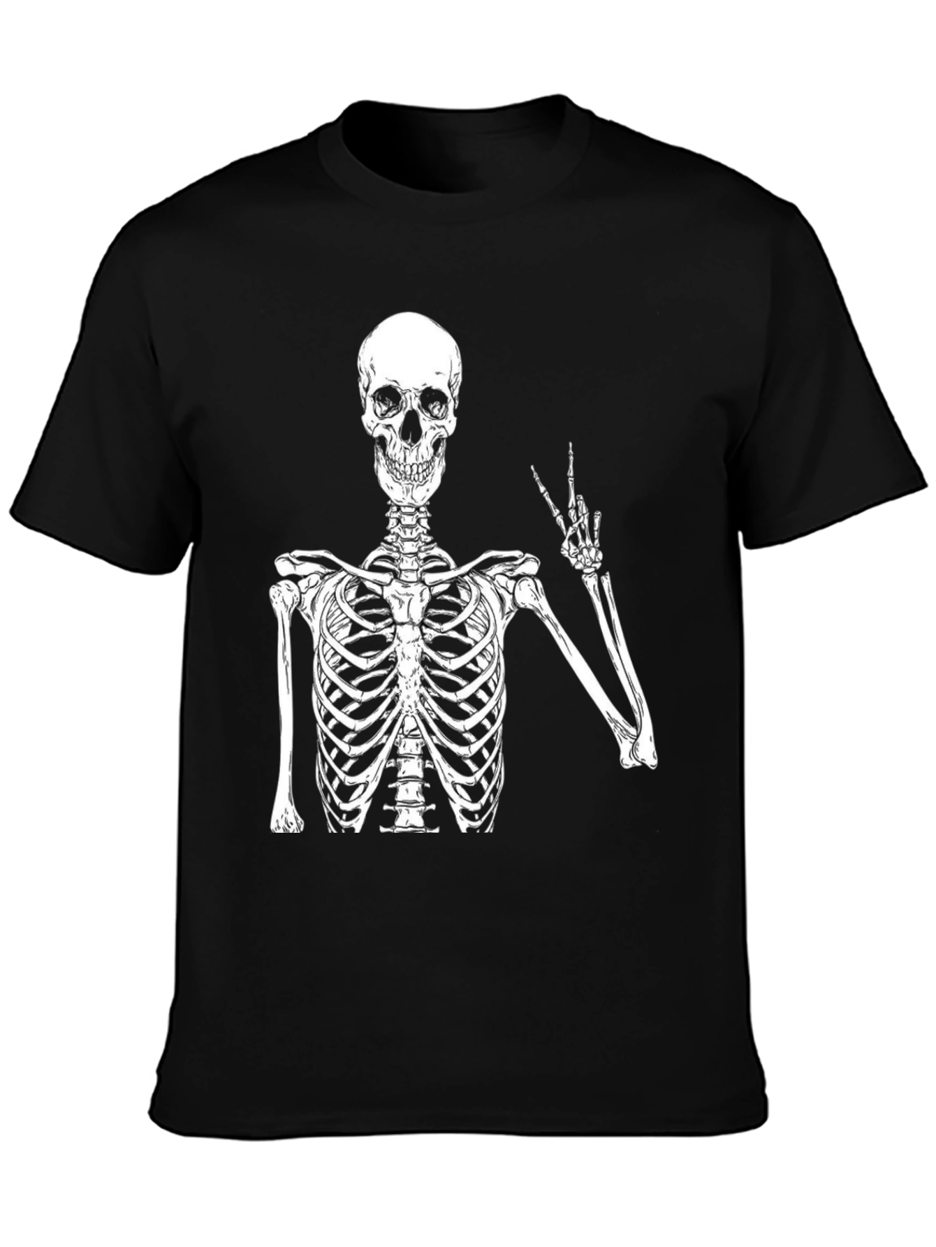 Skeleton Peace Sign Black T-Shirt