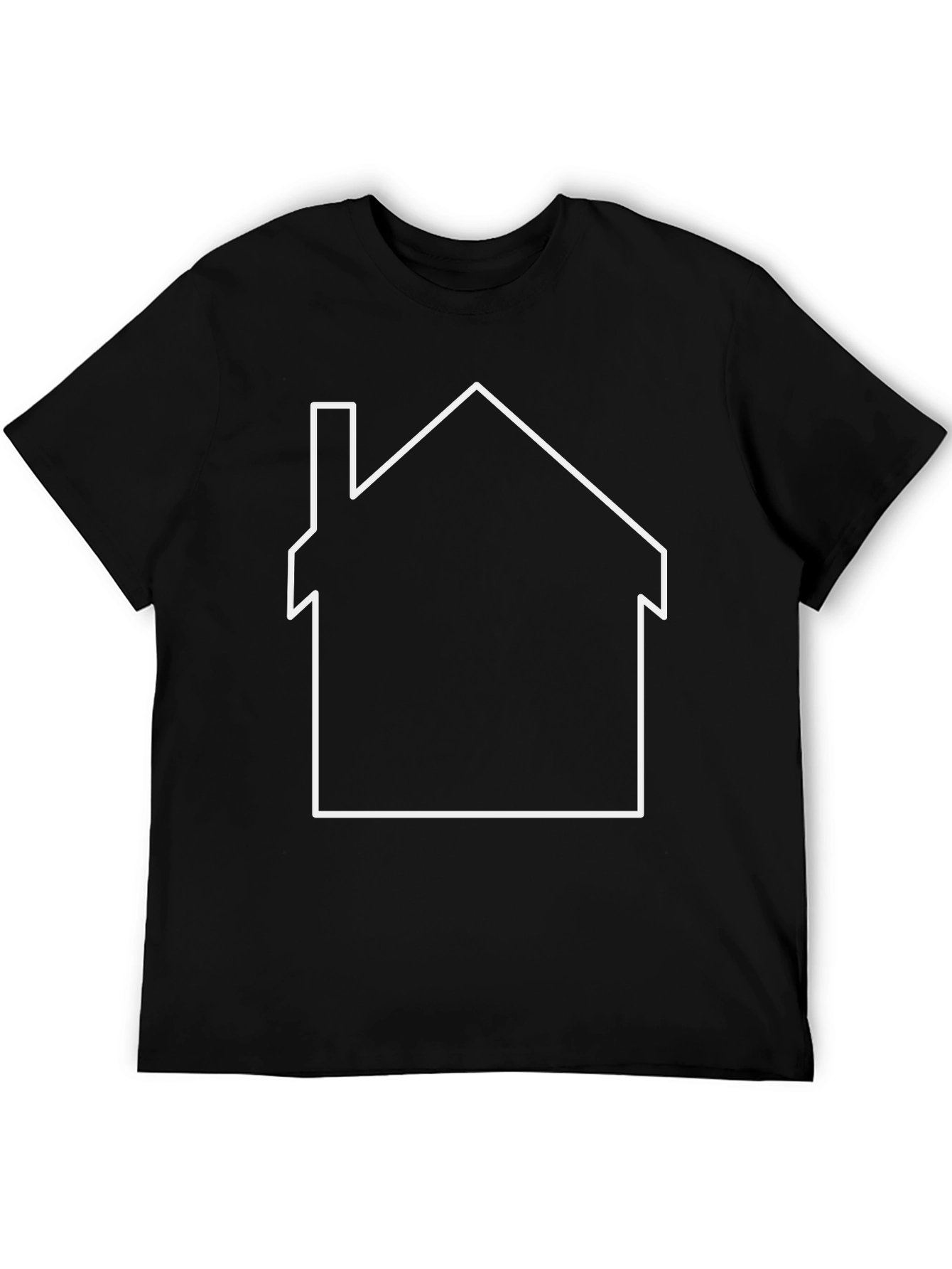 Minimalist House Outline Graphic Tee - Black
