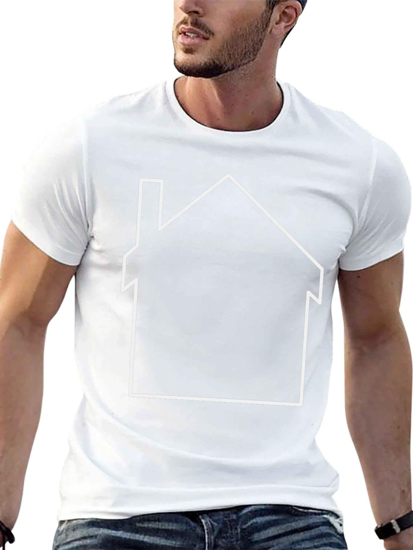 Minimalist House Outline Graphic Tee - Black