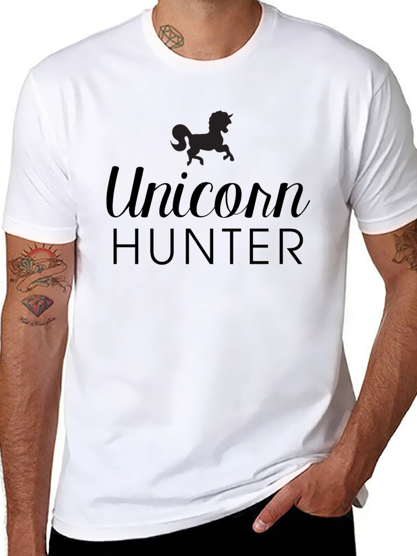 Unicorn Hunter Mens Black T-Shirt