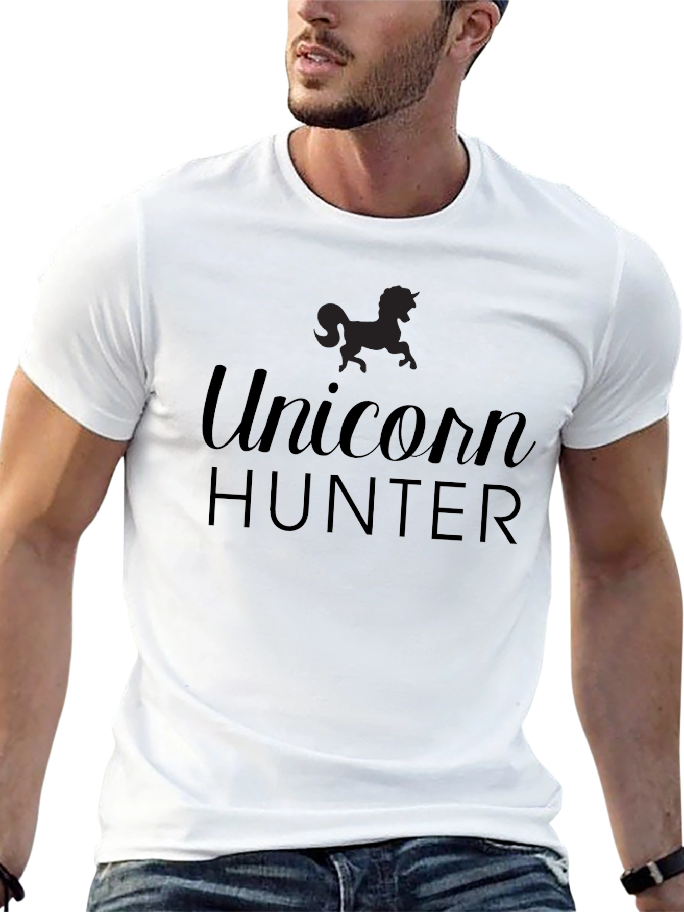 Unicorn Hunter Mens Black T-Shirt