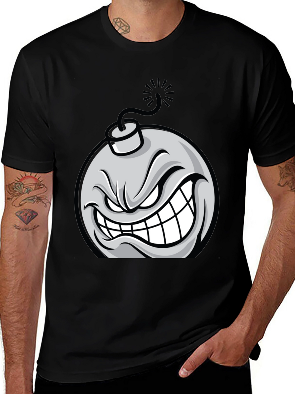 Angry Bomb Graphic Tee - Black Cotton T-Shirt