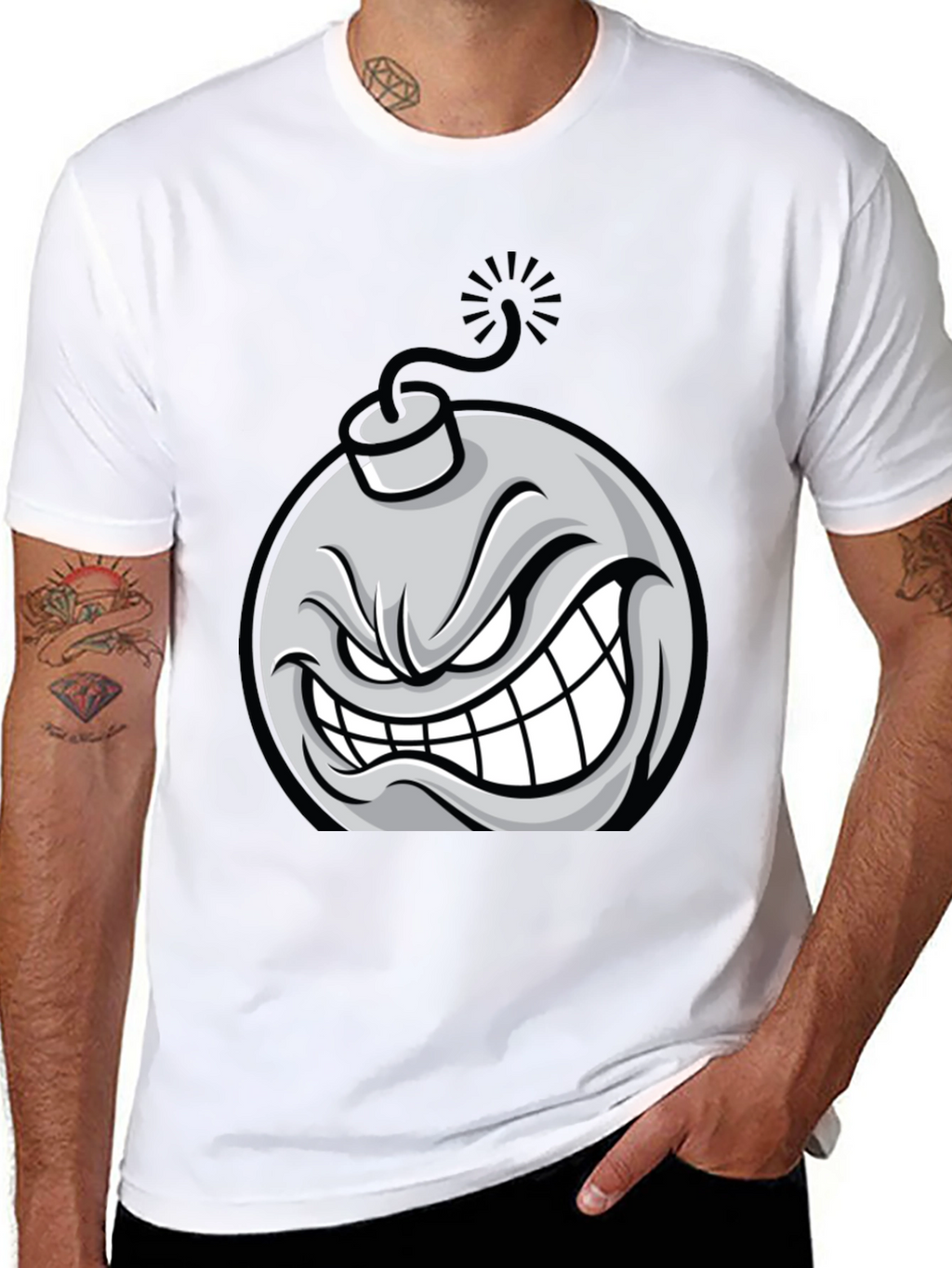 Angry Bomb Graphic Tee - Black Cotton T-Shirt