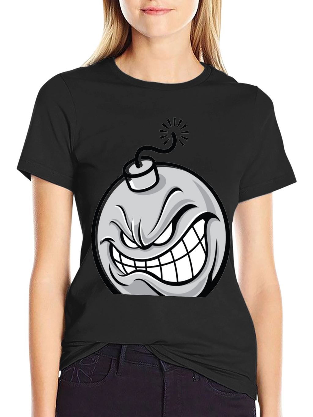 Angry Bomb Graphic Tee - Black Cotton T-Shirt