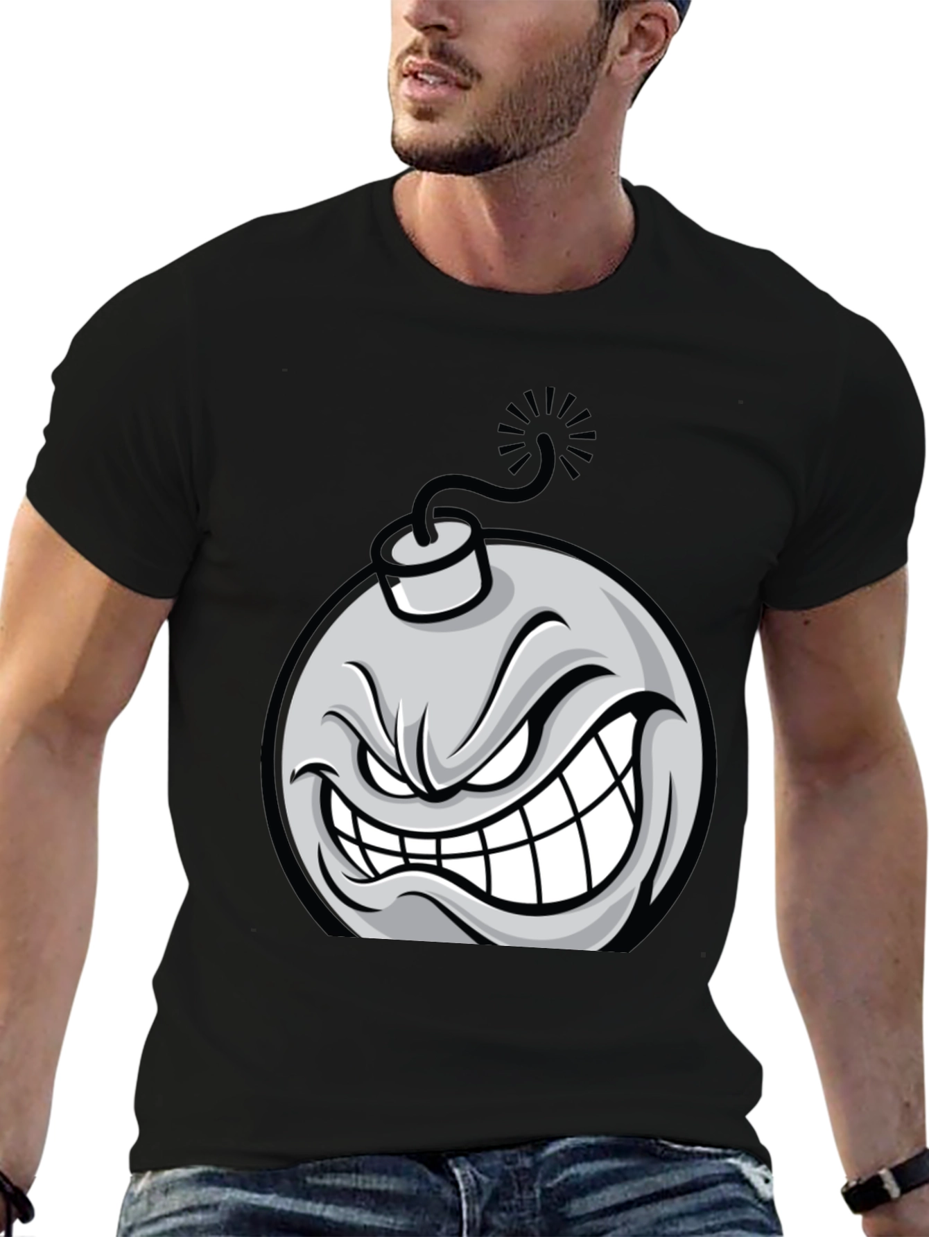 Angry Bomb Graphic Tee - Black Cotton T-Shirt