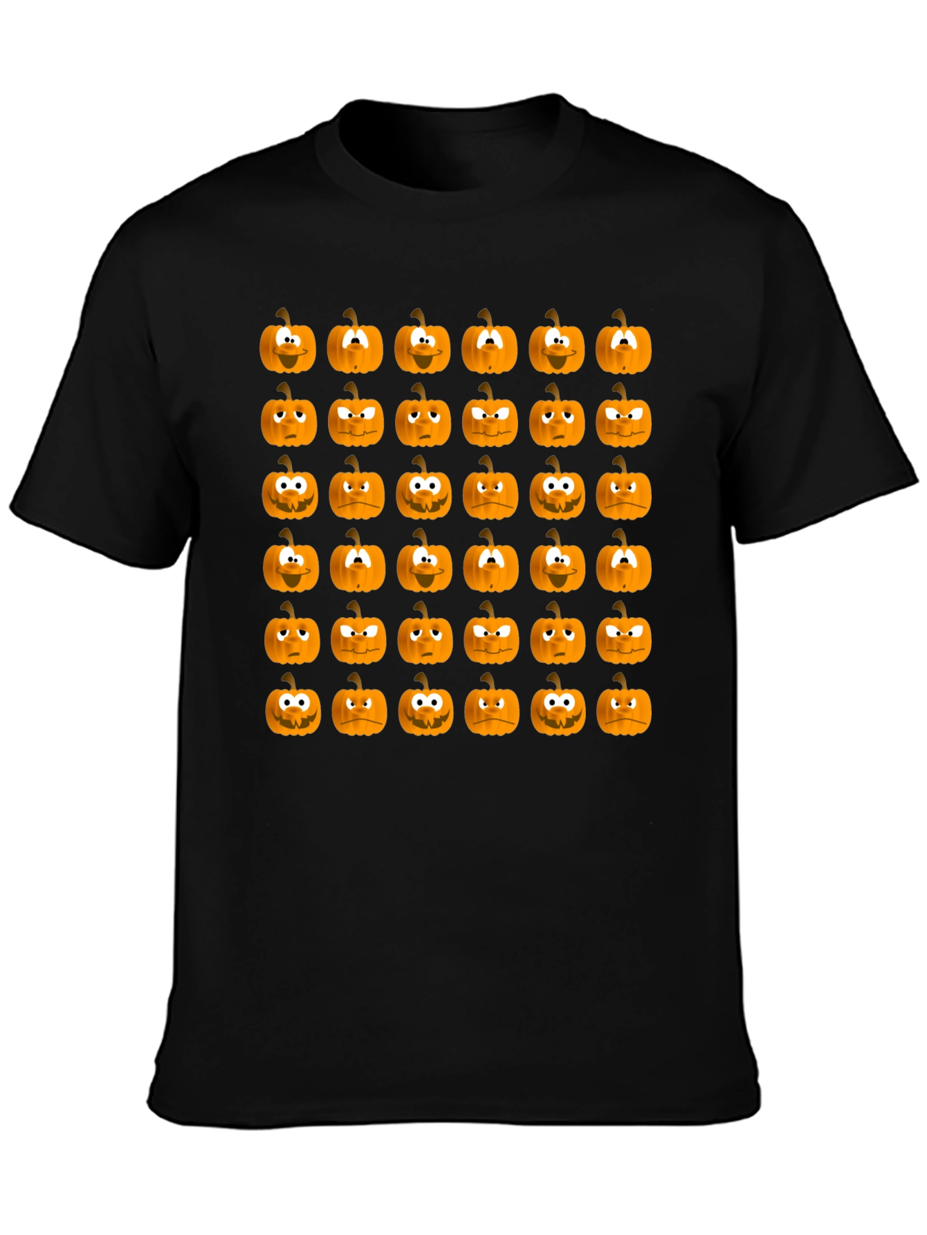 Spooky Pumpkin Face Pattern Halloween T-Shirt
