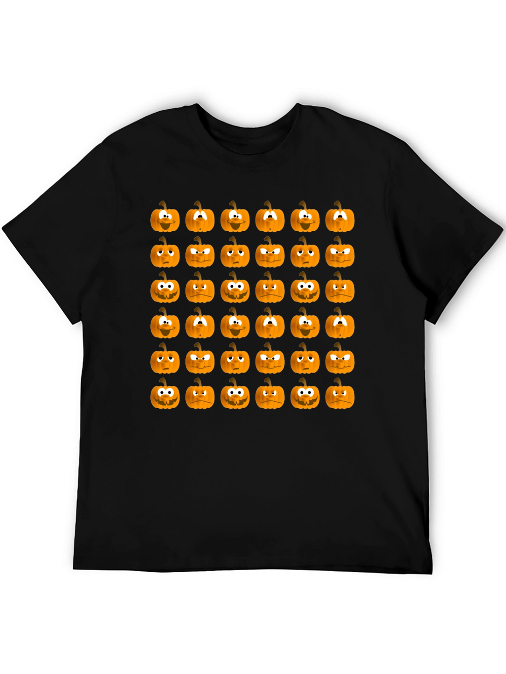 Spooky Pumpkin Face Pattern Halloween T-Shirt